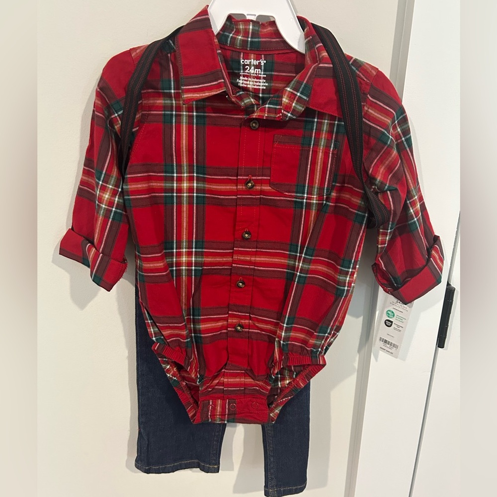 Carter's Plaid Bodysuit Set with pants